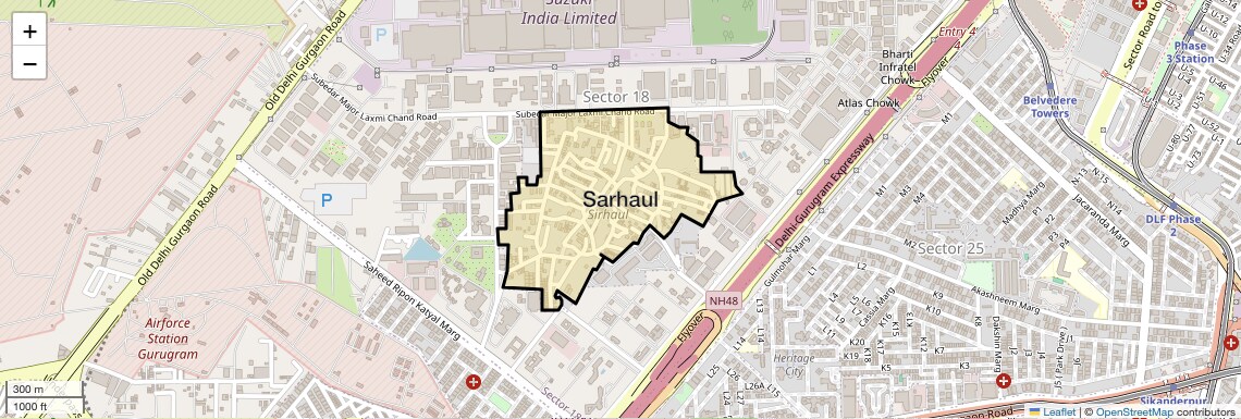 Location Map of Sarhaul, Gurgaon