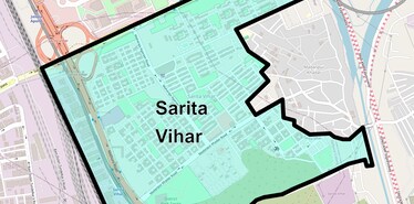 Location Map of Sarita Vihar, Delhi