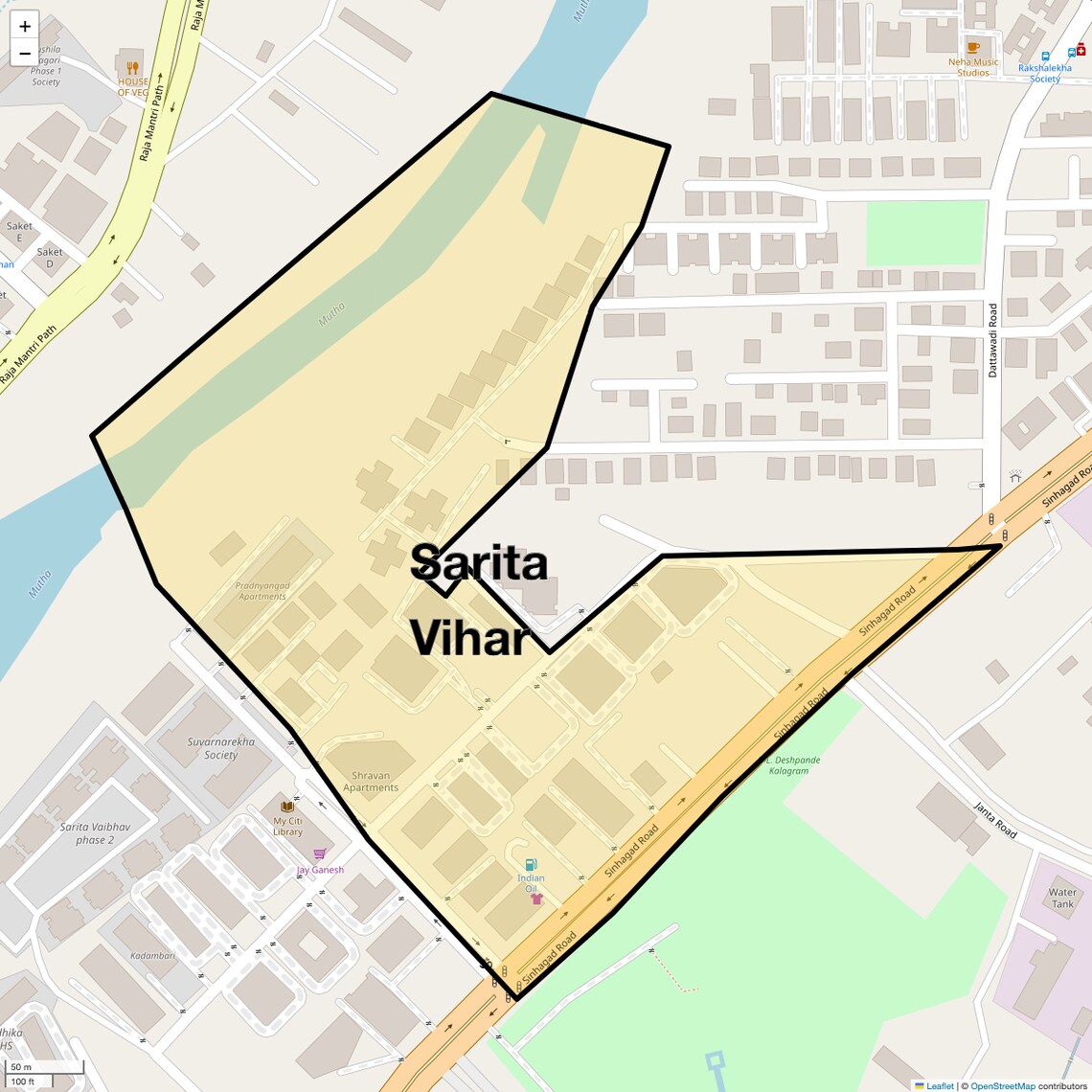 Location Map of Sarita Vihar, Pune