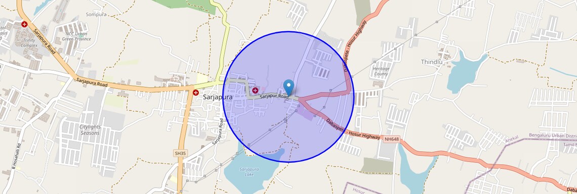 Location Map of Sarjapur Bagalur Road, Bangalore