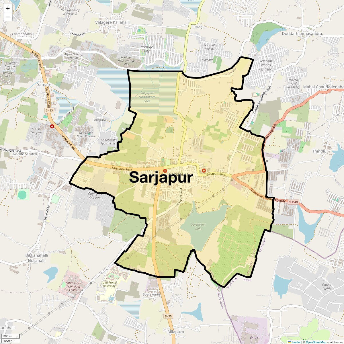 Location Map of Sarjapur, Bangalore