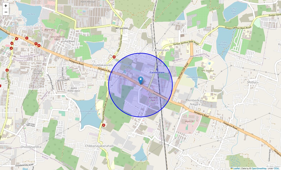 Location Map of Sarjapur Road, Bangalore