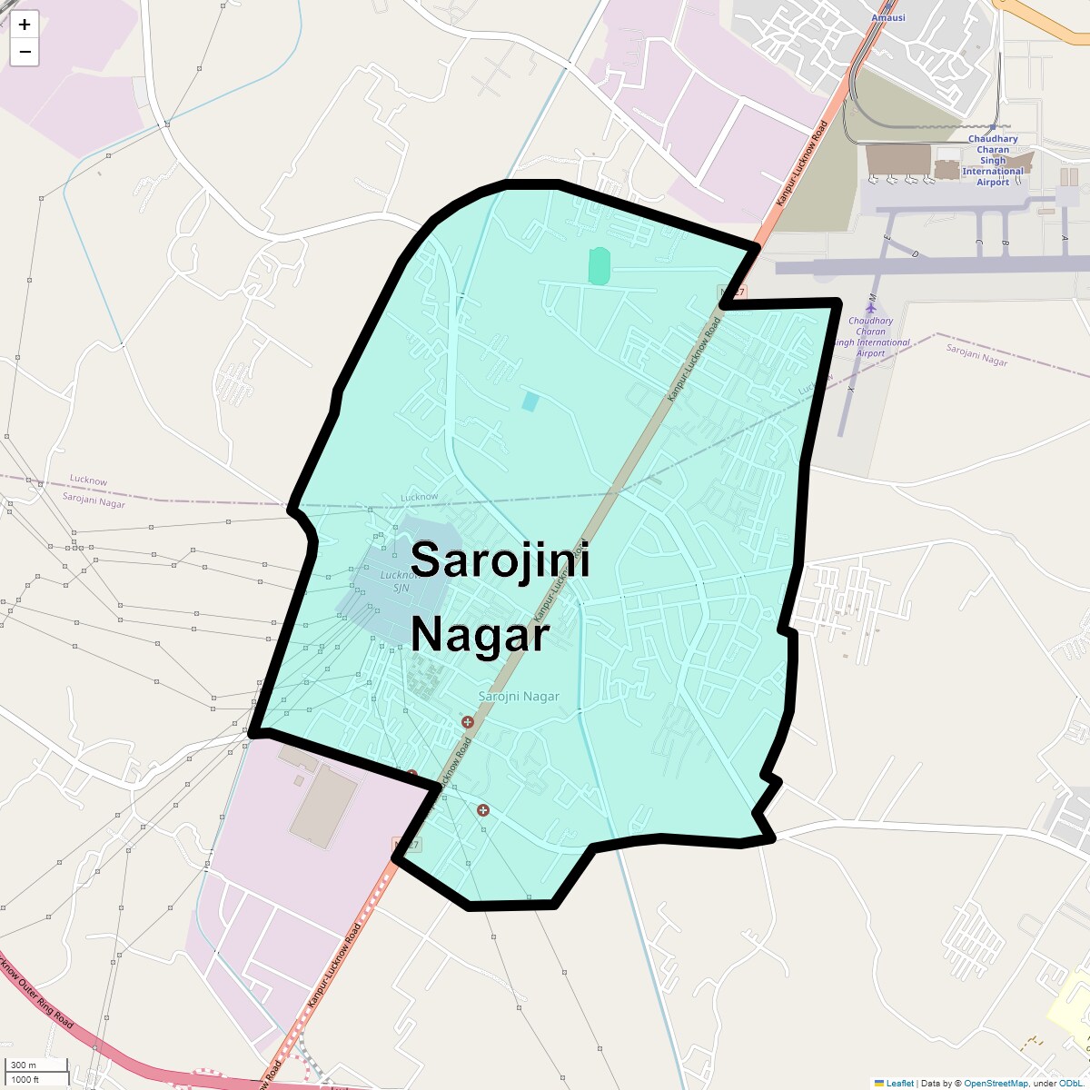 Location Map of Sarojini Nagar, Lucknow