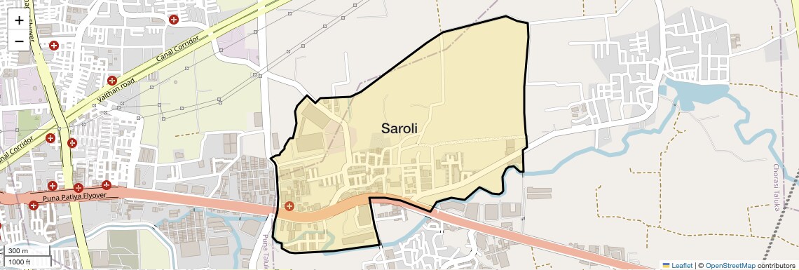 Location Map of Saroli, Surat