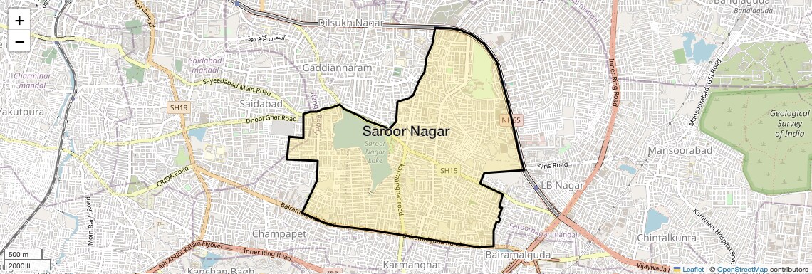 Location Map of Saroor Nagar, Hyderabad
