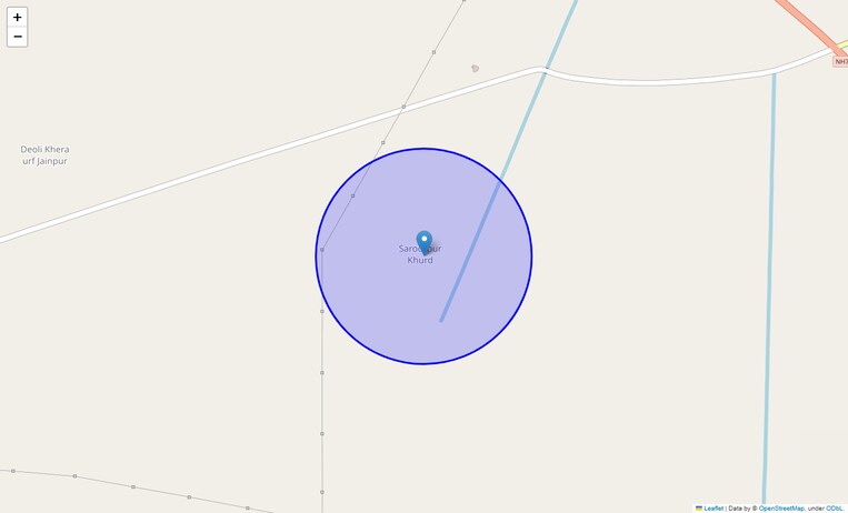 Location Map of Saroorpur Khurd