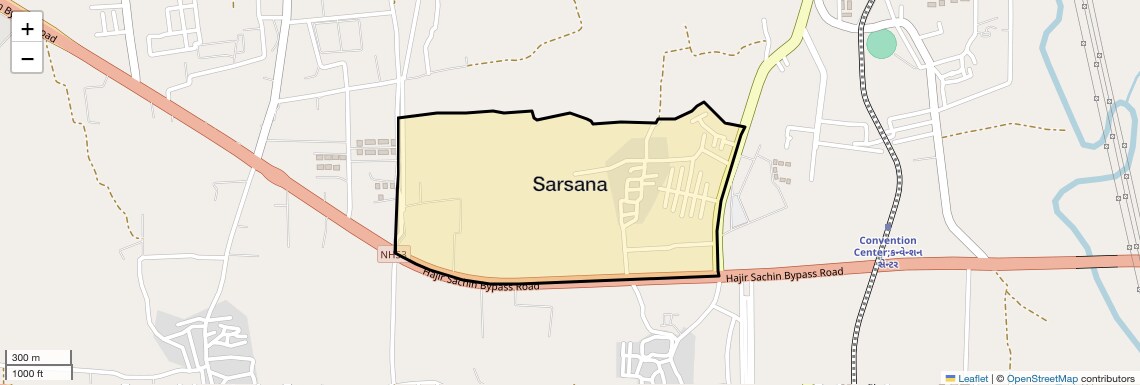 Location Map of Sarsana, Surat
