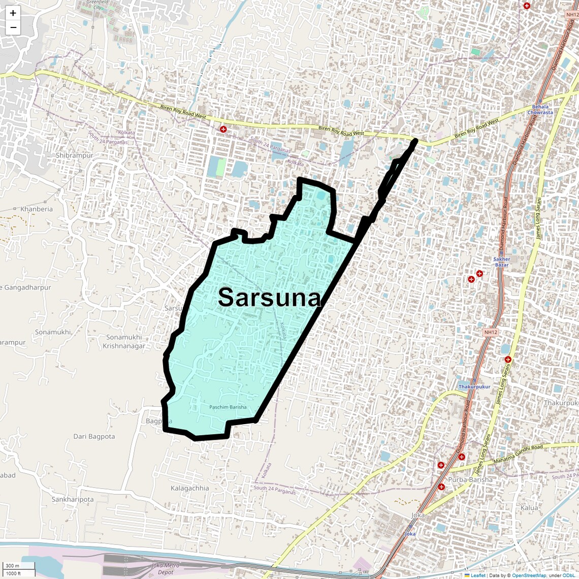Location Map of Sarsuna, Kolkata
