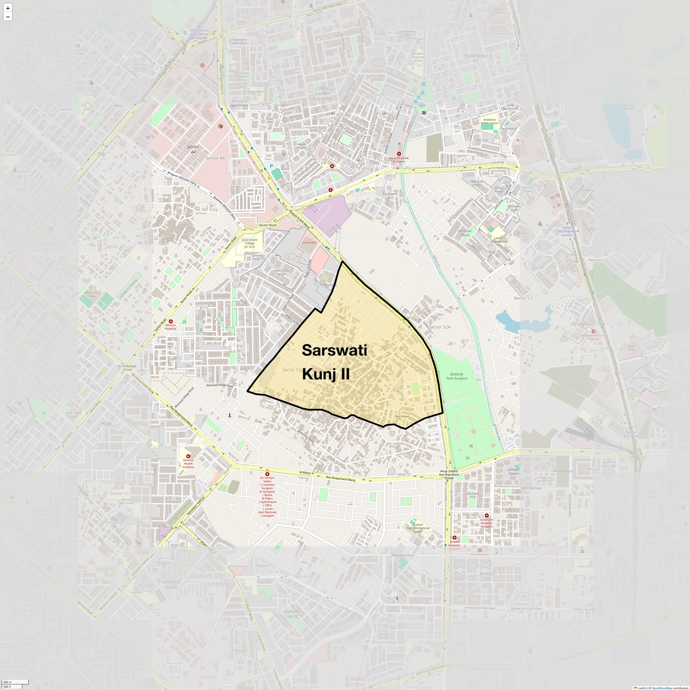 Location Map of Sarswati Kunj ii, Gurgaon