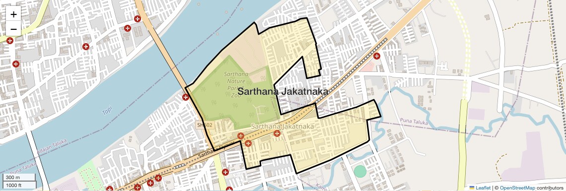 Location Map of Sarthana Jakatnaka, Surat