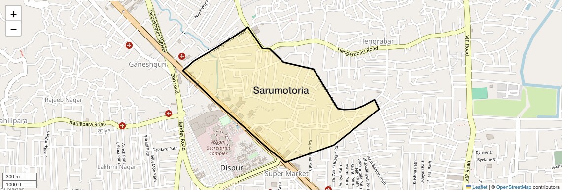 Location Map of Sarumotoria, Guwahati