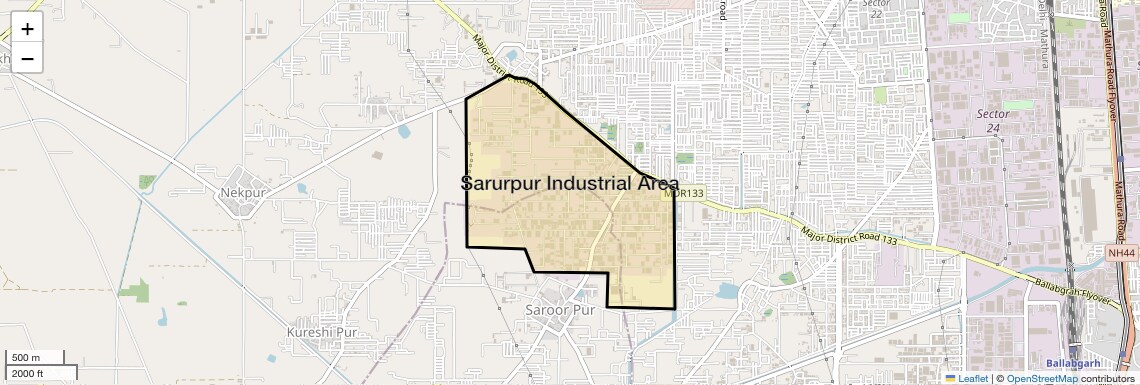 Location Map of Sarurpur Industrial Area, Faridabad