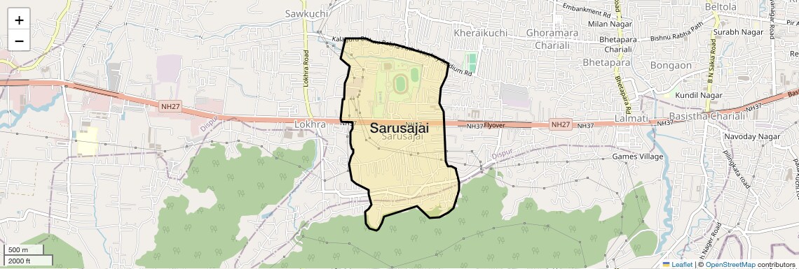 Location Map of Sarusajai, Guwahati