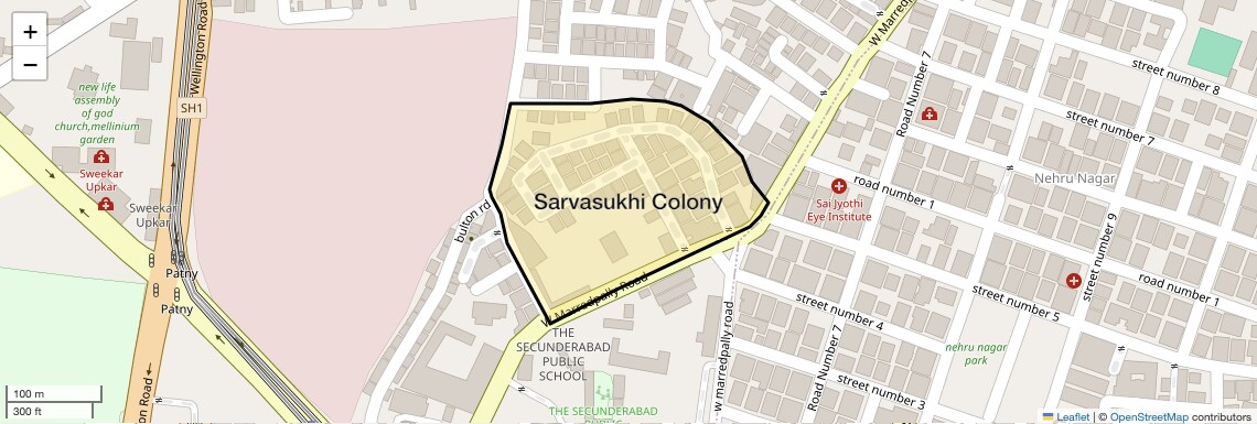 Location Map of Sarvasukhi Colony, Hyderabad