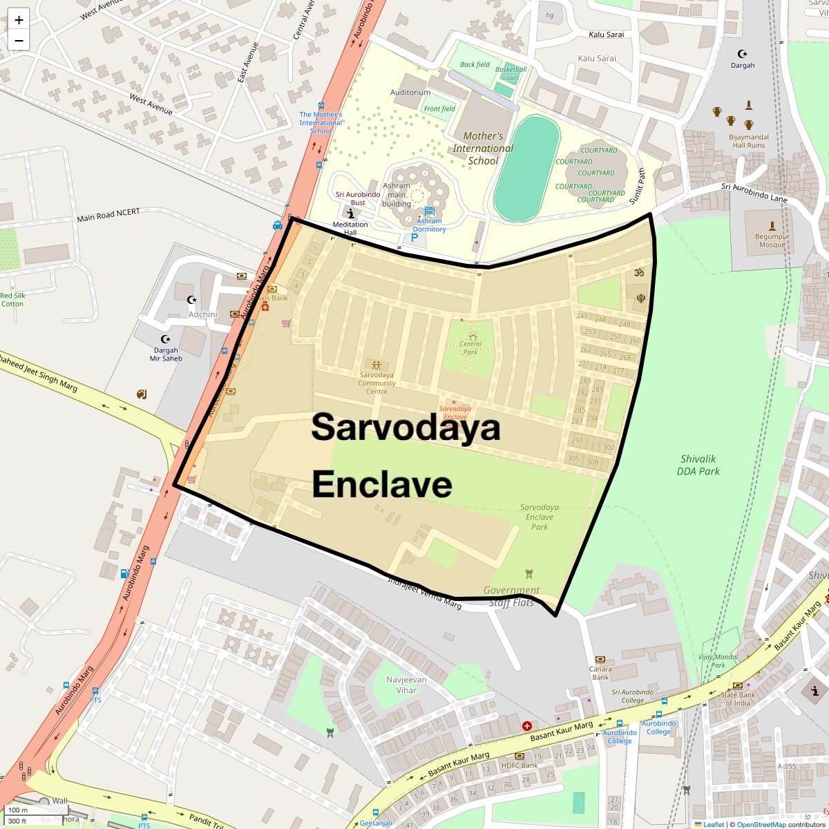 Location Map of Sarvodaya Enclave, Delhi
