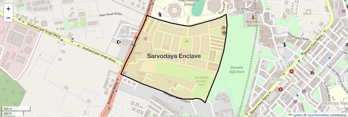 Location Map of Sarvodaya Enclave, Delhi