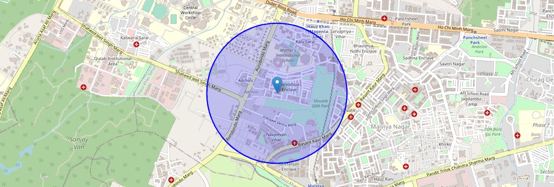 Location Map of Sarvodaya Enclave, Delhi