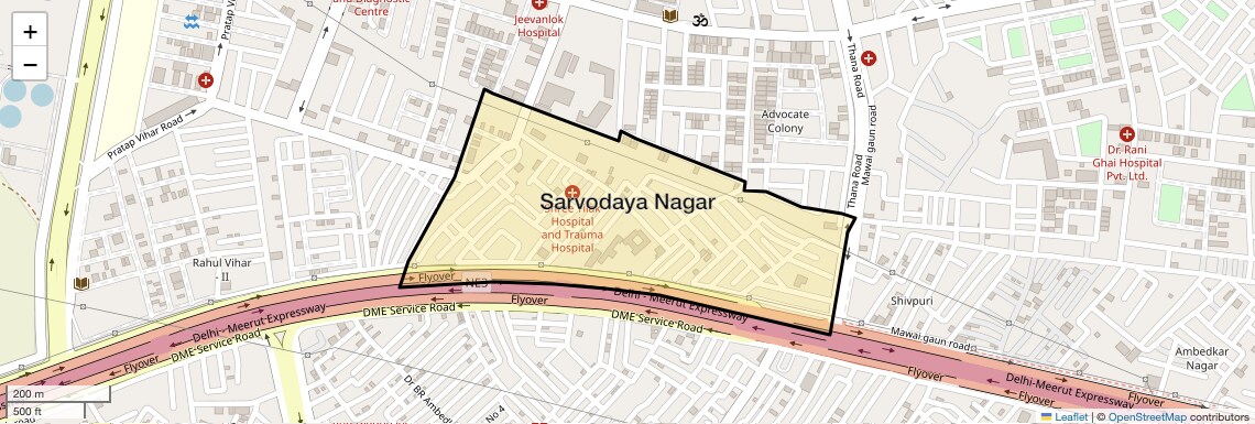 Location Map of Sarvodaya Nagar, Ghaziabad