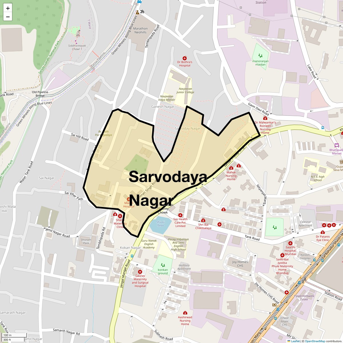 Sarvodaya Nagar Map