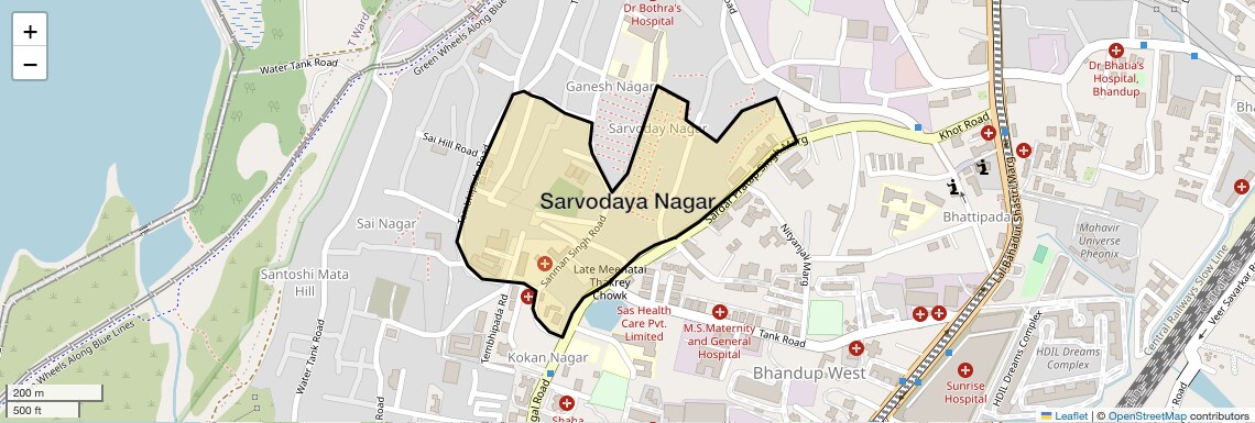 Location Map of Sarvodaya Nagar, Mumbai