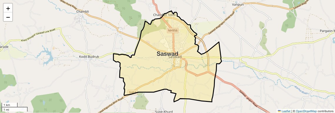 Location Map of Saswad, Pune