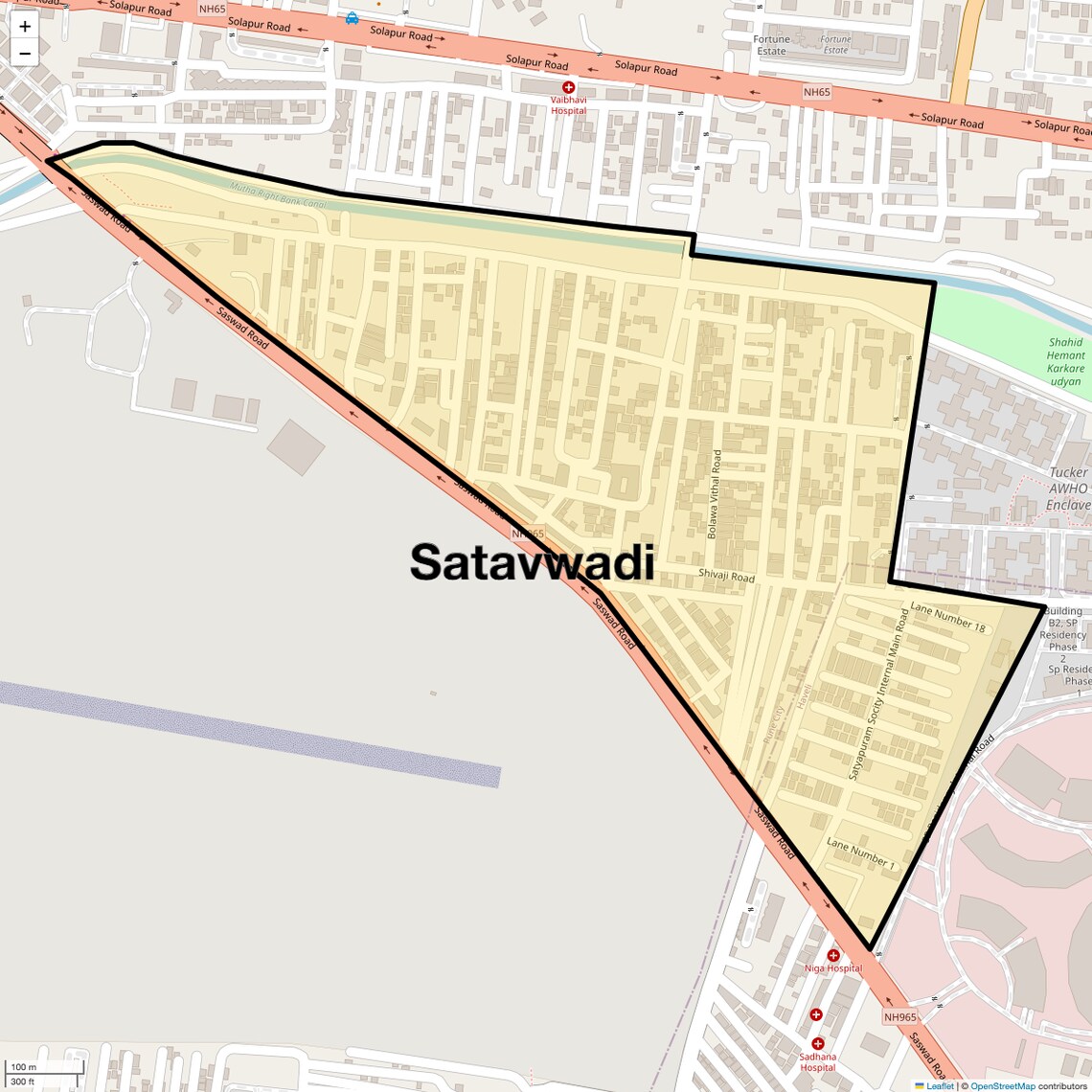 Location Map of Satavwadi, Pune