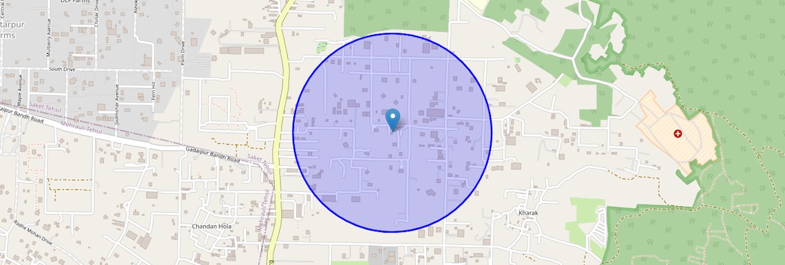Location Map of Satbari, Delhi