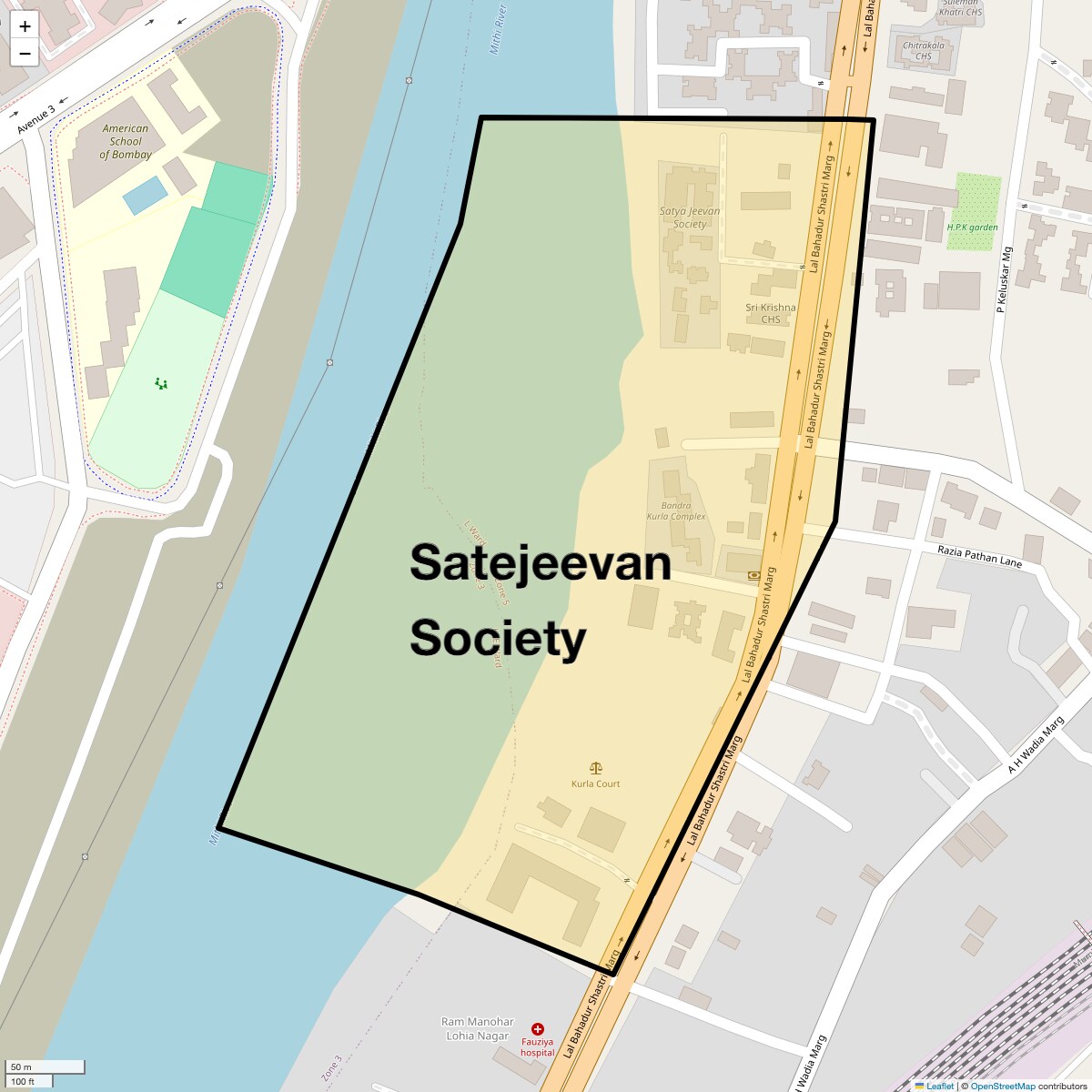 Location Map of Satejeevan Society, Mumbai