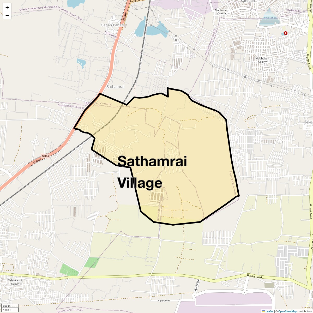 Location Map of Sathamrai Village, Hyderabad