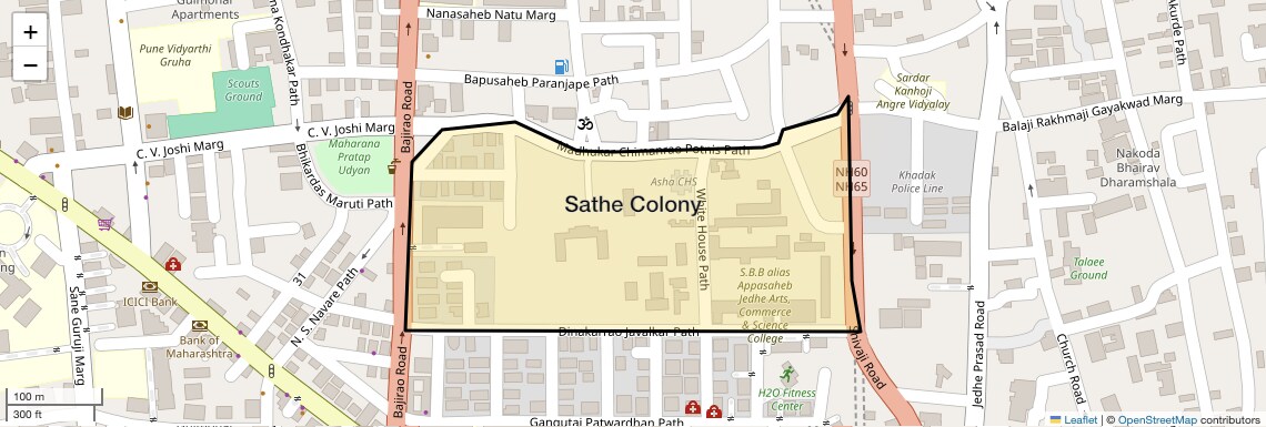 Location Map of Sathe Colony, Pune