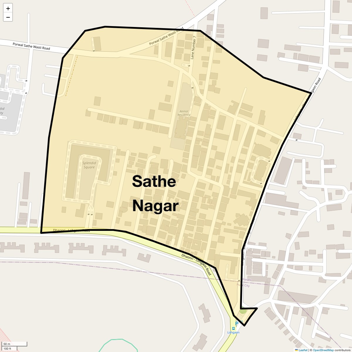 Location Map of Sathe Nagar, Pune