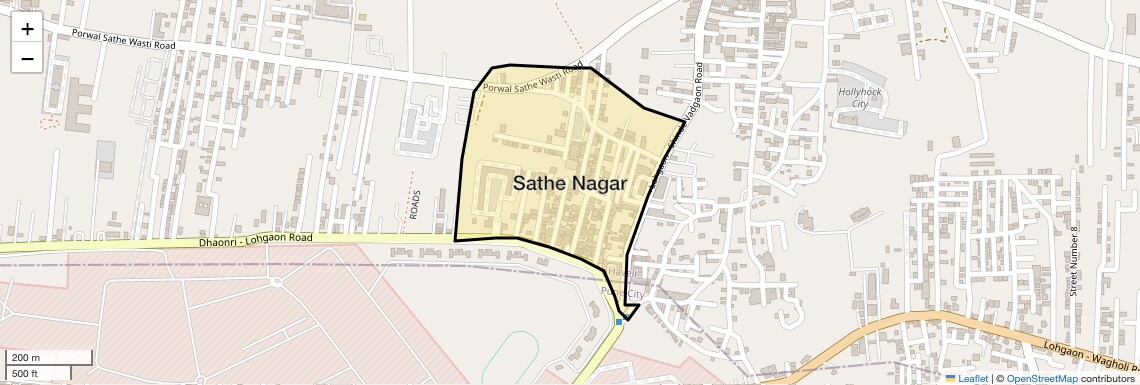 Location Map of Sathe Nagar, Pune