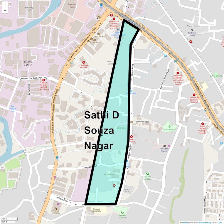 Location Map of Sathi D Souza Nagar