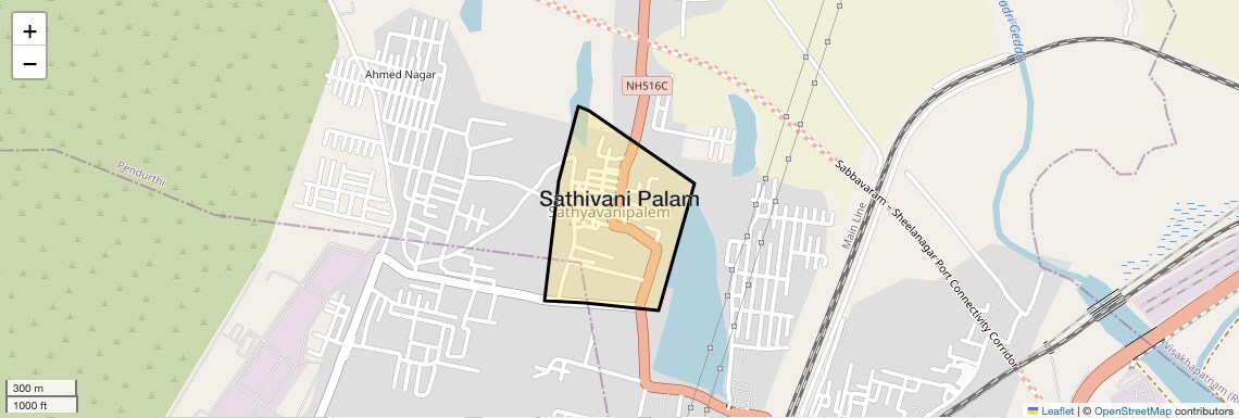 Location Map of Sathivani Palam, Vizag