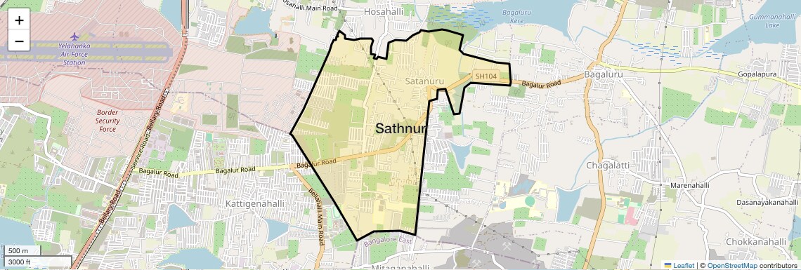 Location Map of Sathnur, Bangalore