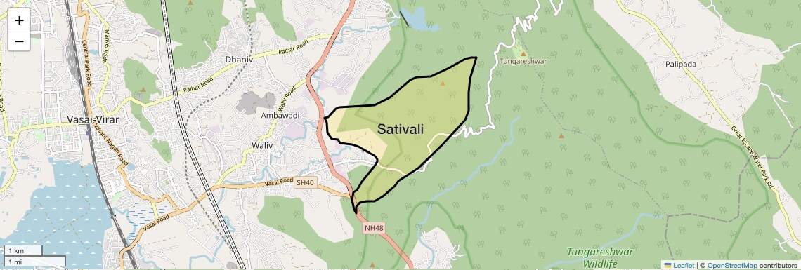 Location Map of Sativali, Palghar