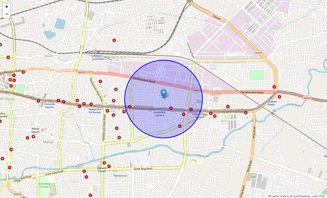 Location Map of Satnami Nagar, Nagpur