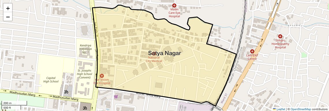 Location Map of Satya Nagar, Bhubaneswar