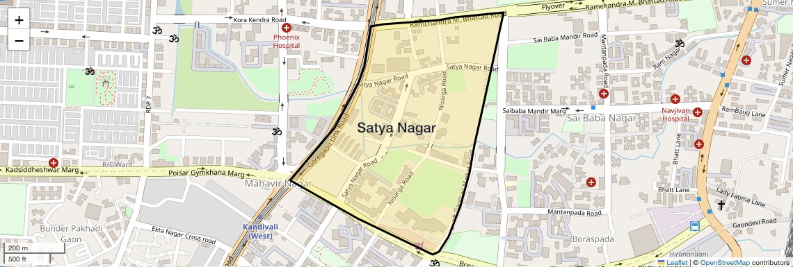 Location Map of Satya Nagar, Mumbai