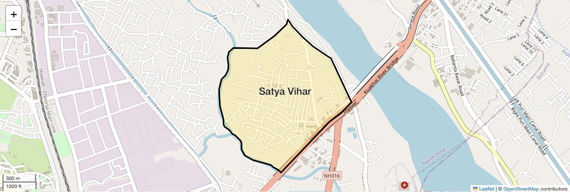 Location Map of Satya Vihar, Bhubaneswar