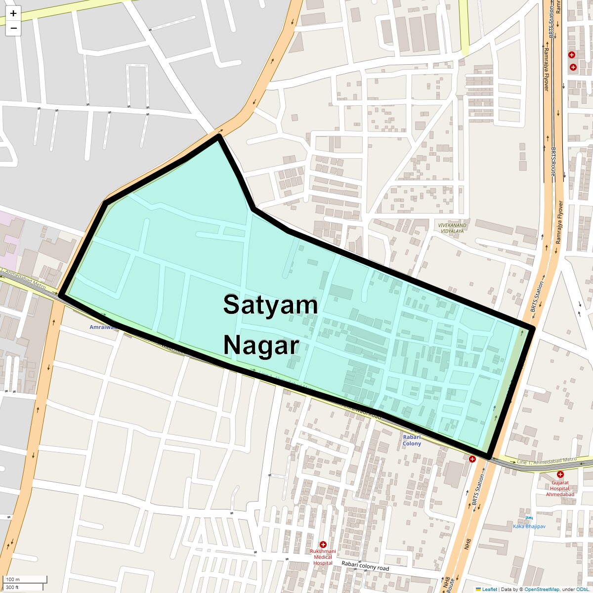 Location Map of Satyam Nagar, Ahmedabad