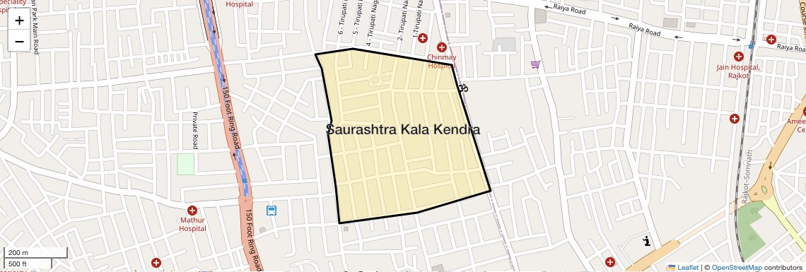 Location Map of Saurashtra Kala Kendra, Rajkot