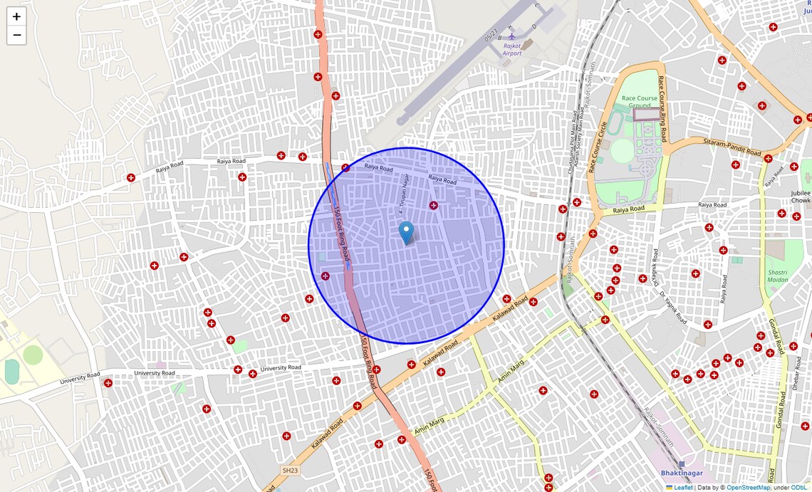 Location Map of Saurashtra Kala Kendra, Rajkot