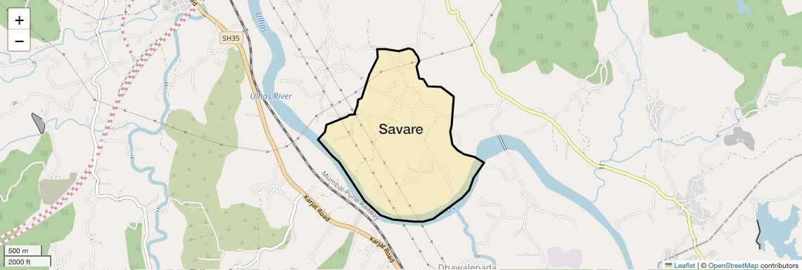 Location Map of Savare, Thane