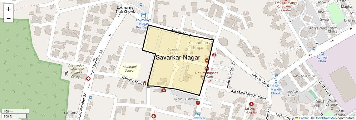 Location Map of Savarkar Nagar, Thane
