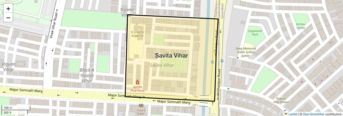 Location Map of Savita Vihar, Delhi