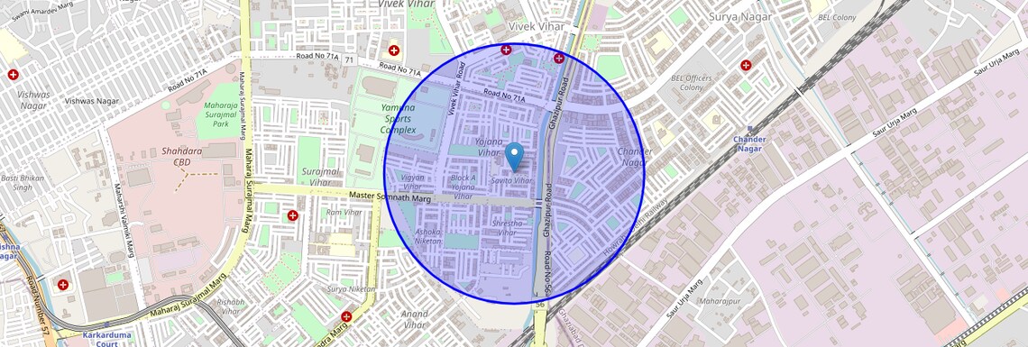 Location Map of Savita Vihar, Delhi