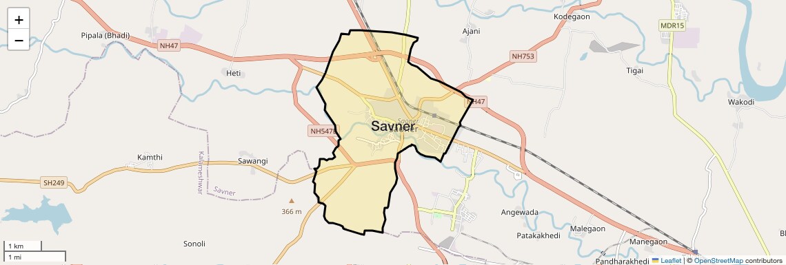 Location Map of Savner, Nagpur