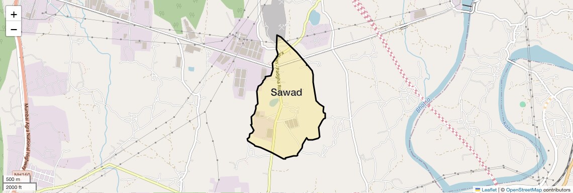 Location Map of Sawad, Thane
