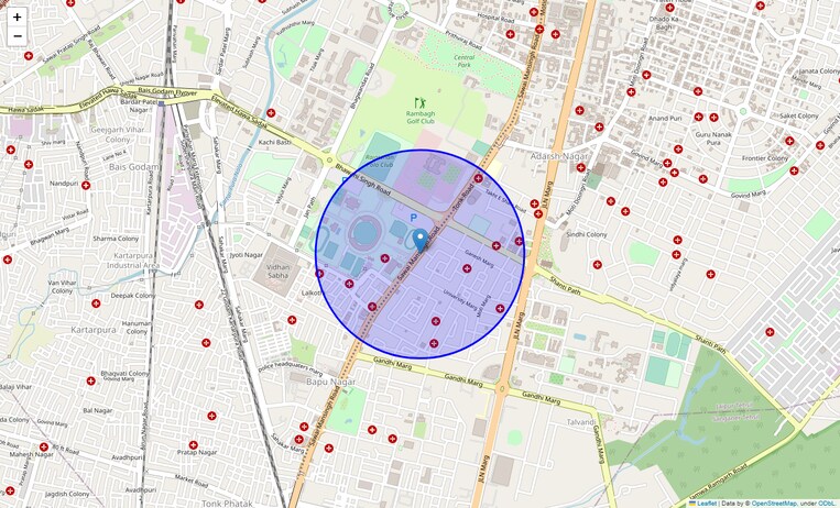 Location Map of Sawai Ram Singh Road